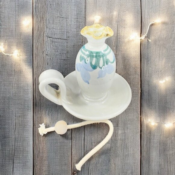 Dick Lehman Studio Art Pottery Oil Lamp Goshen Indiana New Unused Lamp VTG - Picture 2 of 15